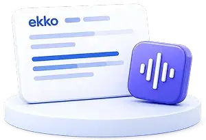 ekko brand voice card display with sound wave icon representing personalized AI content generation.
