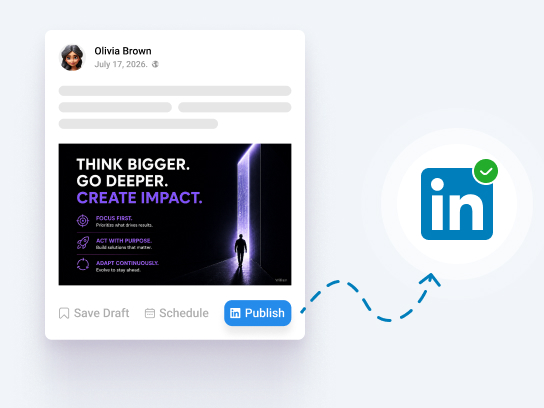 AI-generated LinkedIn post preview card ready for publishing